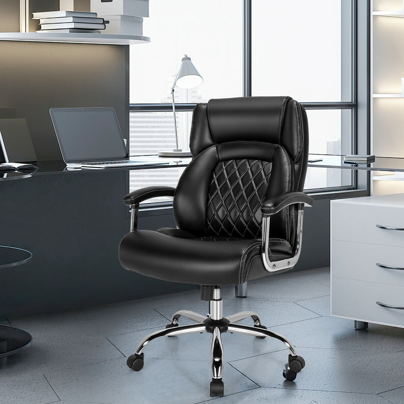 Height Adjustable Executive Chair Computer Desk Chair with Metal Base-Black