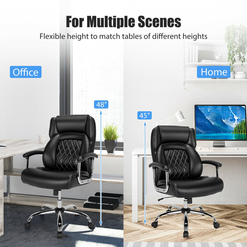 Height Adjustable Executive Chair Computer Desk Chair with Metal Base-Black