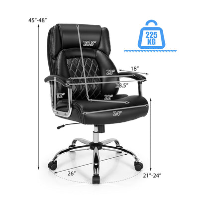 Height Adjustable Executive Chair Computer Desk Chair with Metal Base-Black