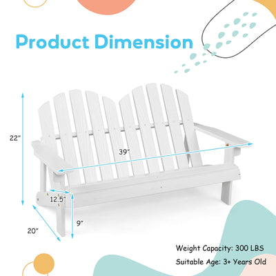 2 Person Adirondack Chair with High Backrest-White