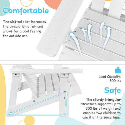 2 Person Adirondack Chair with High Backrest-White
