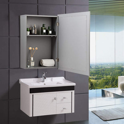 Wall-Mounted Mirrored Medicine Cabinet-Gray