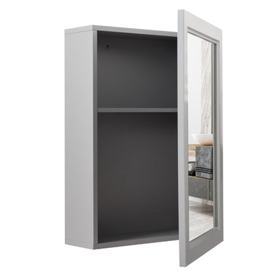 Wall-Mounted Mirrored Medicine Cabinet-Gray