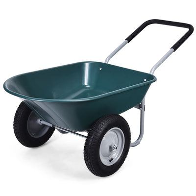 2 Tire Wheelbarrow Garden Cart Heavy-duty Dolly Utility Cart-Green