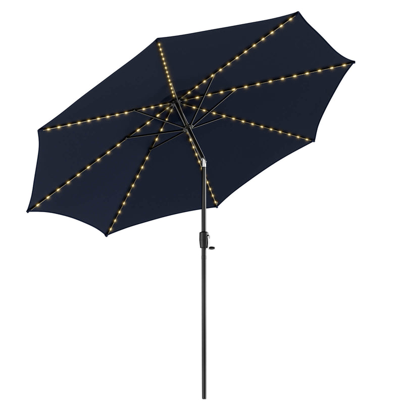 10 Feet Patio Umbrella with 112 Solar Lights and Crank Handle-Navy