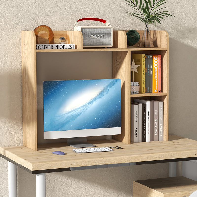 3-Tier Multipurpose Desk Bookshelf with 4 Shelves-Natural