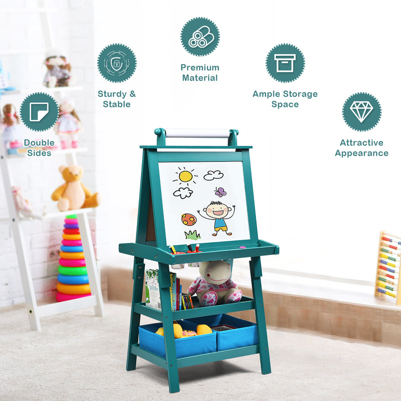 3 in 1 Double-Sided Storage Art Easel-Green