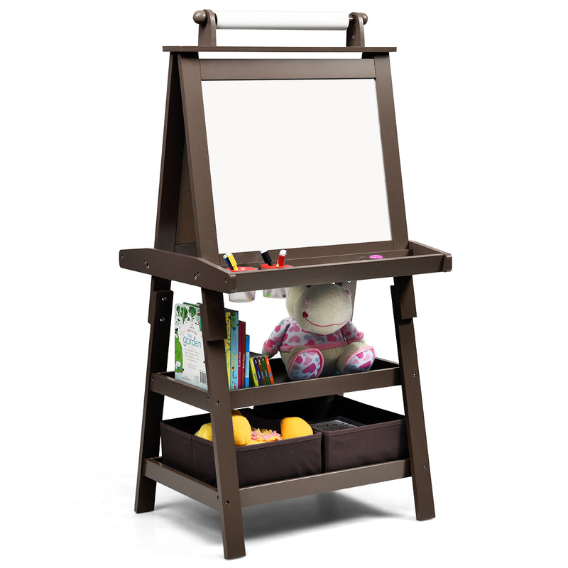 3 in 1 Double-Sided Storage Art Easel-Brown