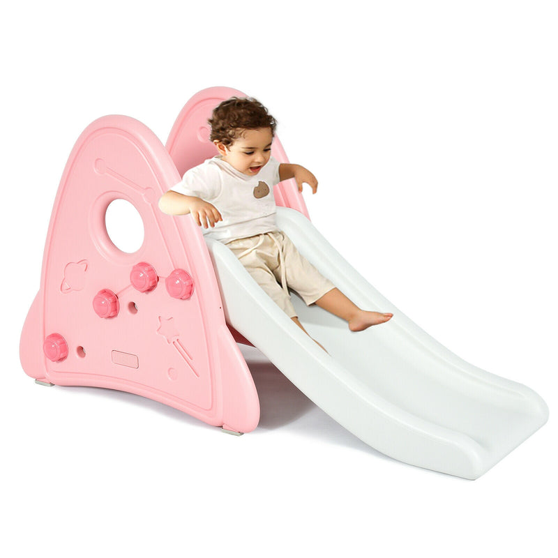 Freestanding Baby Slide Indoor First Play Climber Slide Set for Boys Girls-Pink