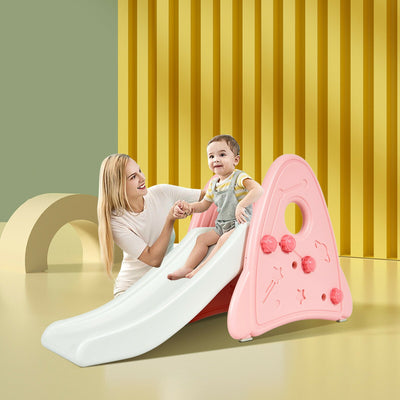 Freestanding Baby Slide Indoor First Play Climber Slide Set for Boys Girls-Pink