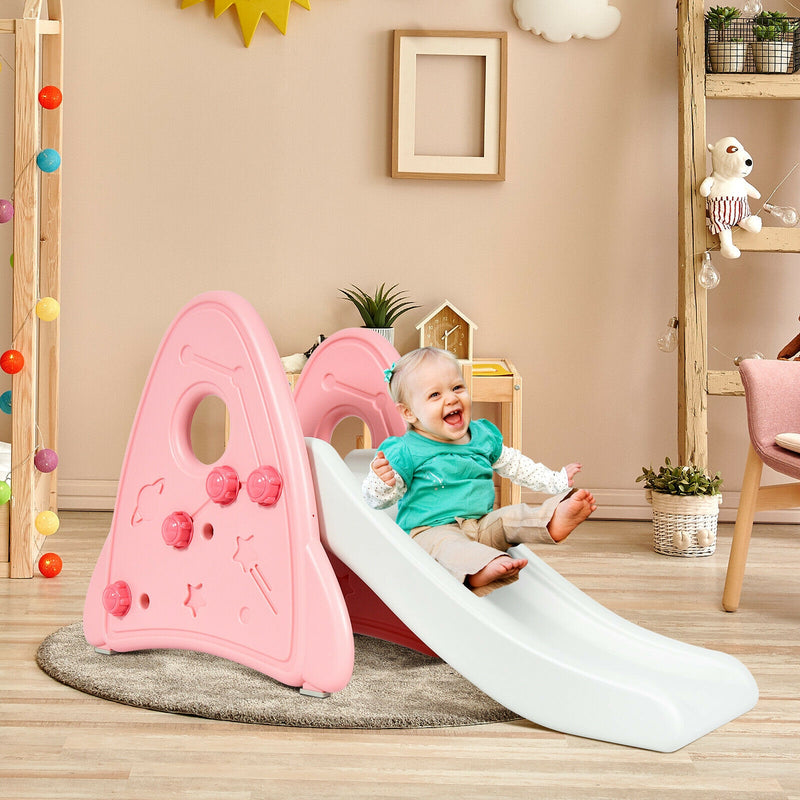 Freestanding Baby Slide Indoor First Play Climber Slide Set for Boys Girls-Pink