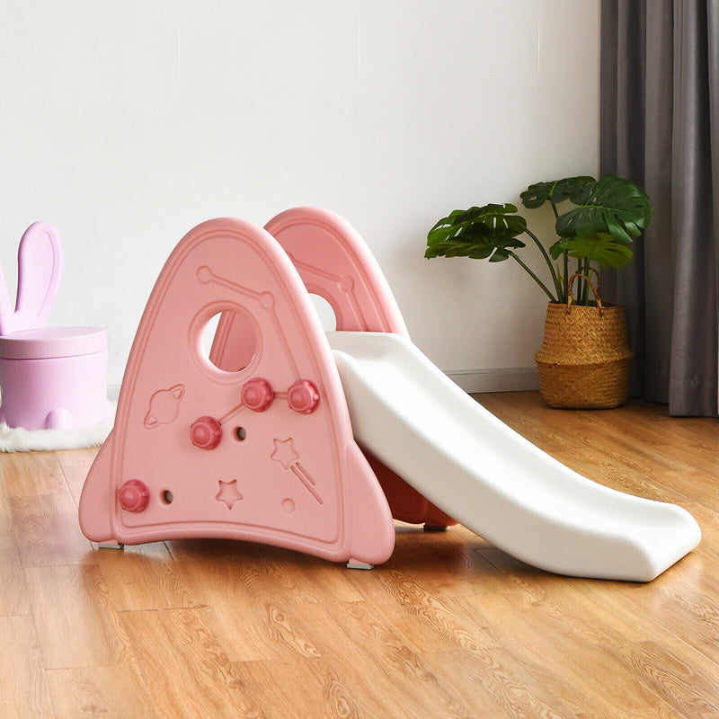 Freestanding Baby Slide Indoor First Play Climber Slide Set for Boys Girls-Pink