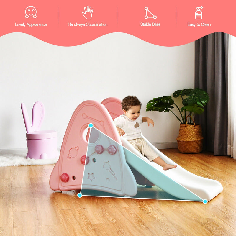 Freestanding Baby Slide Indoor First Play Climber Slide Set for Boys Girls-Pink