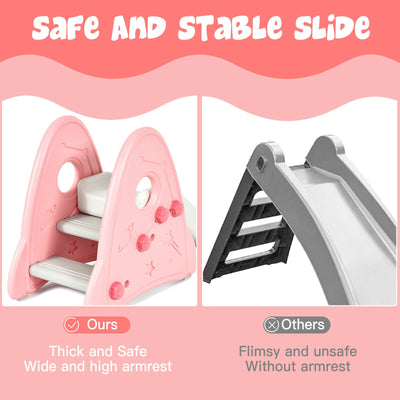 Freestanding Baby Slide Indoor First Play Climber Slide Set for Boys Girls-Pink