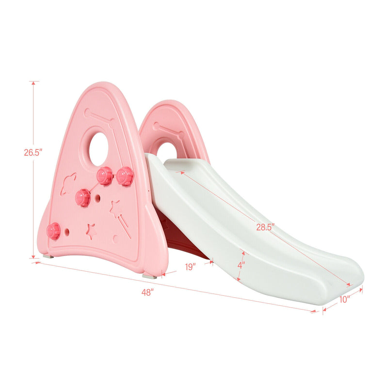 Freestanding Baby Slide Indoor First Play Climber Slide Set for Boys Girls-Pink