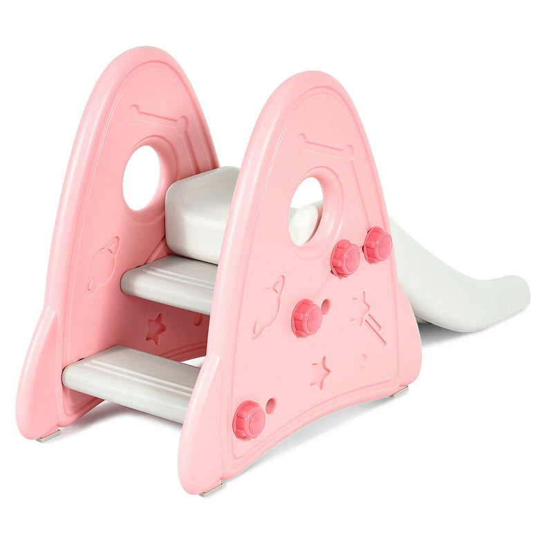 Freestanding Baby Slide Indoor First Play Climber Slide Set for Boys Girls-Pink