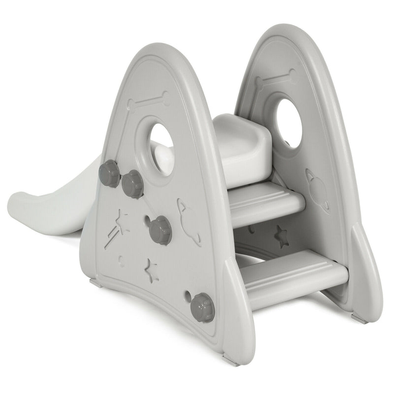 Freestanding Baby Slide Indoor First Play Climber Slide Set for Boys Girls-Gray