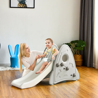 Freestanding Baby Slide Indoor First Play Climber Slide Set for Boys Girls-Gray