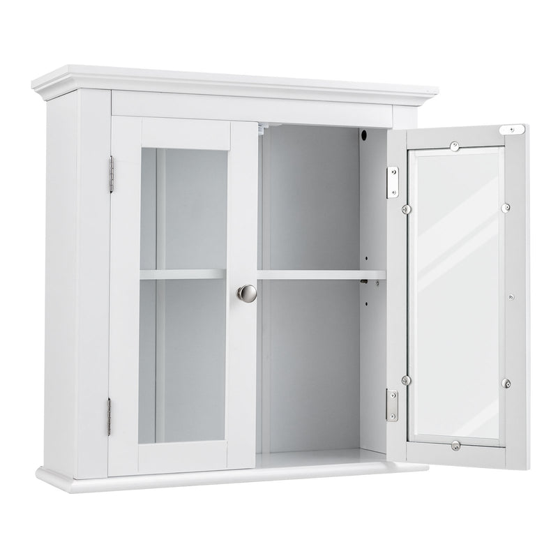 Wall Mounted Door Cabinet with 3-Level Adjustable Shelf-White