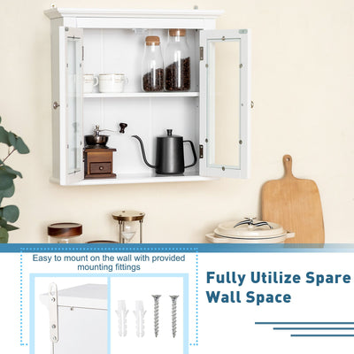 Wall Mounted Door Cabinet with 3-Level Adjustable Shelf-White