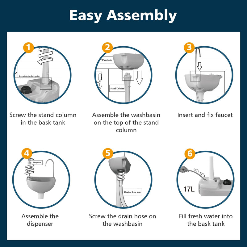 Camping Hand Wash Station Basin Stand with 4.5 Gallon Tank