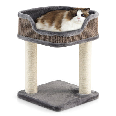 Multi-Level Cat Climbing Tree with Scratching Posts and Large Plush Perch-Gray