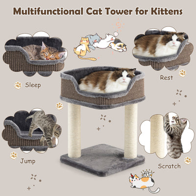 Multi-Level Cat Climbing Tree with Scratching Posts and Large Plush Perch-Gray