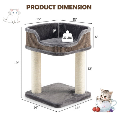 Multi-Level Cat Climbing Tree with Scratching Posts and Large Plush Perch-Gray