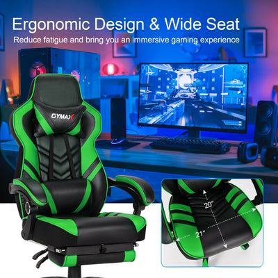 Adjustable Gaming Chair with Footrest for Home Office-Green