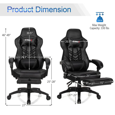 Adjustable Gaming Chair with Footrest for Home Office-Black