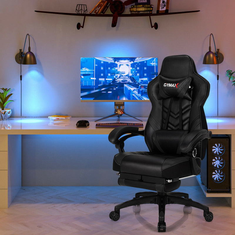 Adjustable Gaming Chair with Footrest for Home Office-Black