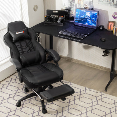 Adjustable Gaming Chair with Footrest for Home Office-Black