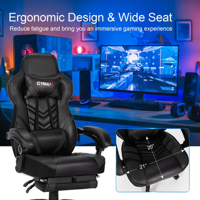 Adjustable Gaming Chair with Footrest for Home Office-Black