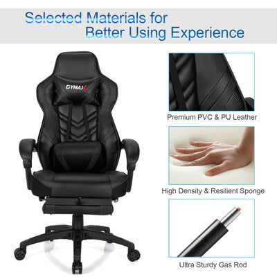 Adjustable Gaming Chair with Footrest for Home Office-Black