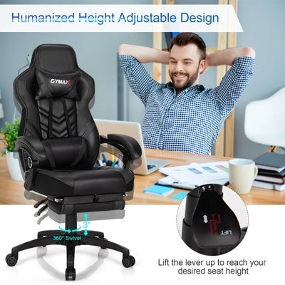 Adjustable Gaming Chair with Footrest for Home Office-Black