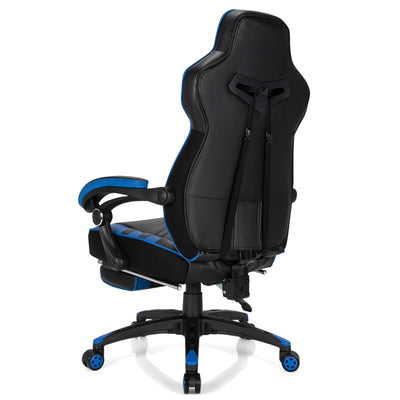 Adjustable Gaming Chair with Footrest for Home Office-Blue