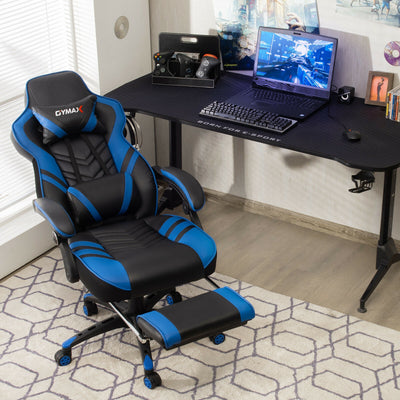 Adjustable Gaming Chair with Footrest for Home Office-Blue