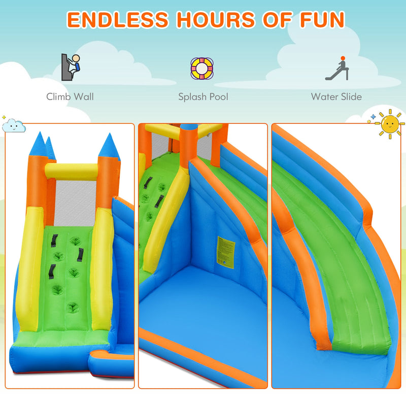 Inflatable Mighty Bounce House Jumper with Water Slide without Blower