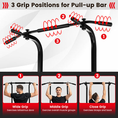 Power Tower Pull Up Bar Stand with Adjustable Heights and Bench