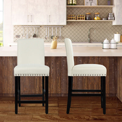 25 Inch Kitchen Chairs w/ Rubber Wood Legs-Beige