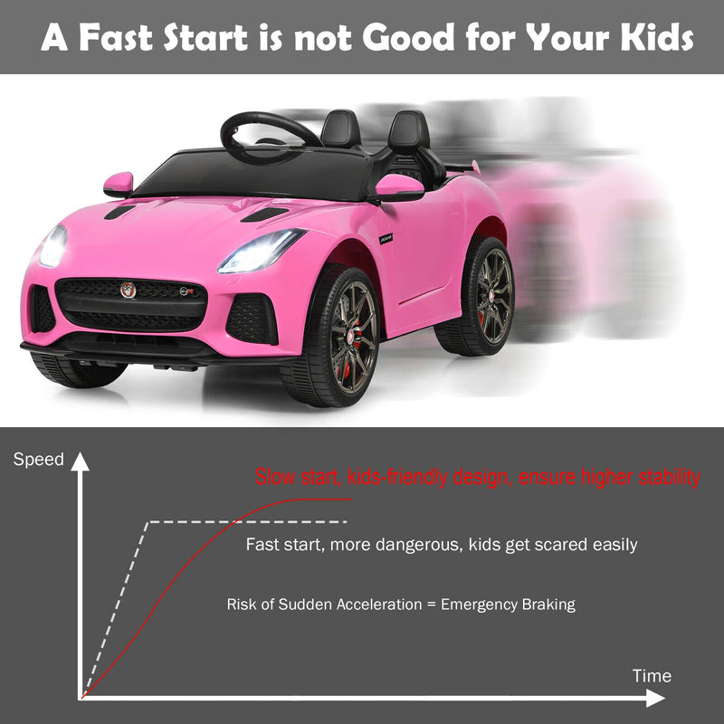 12V Jaguar F-Type SVR Licensed Kids Ride On Car-Pink