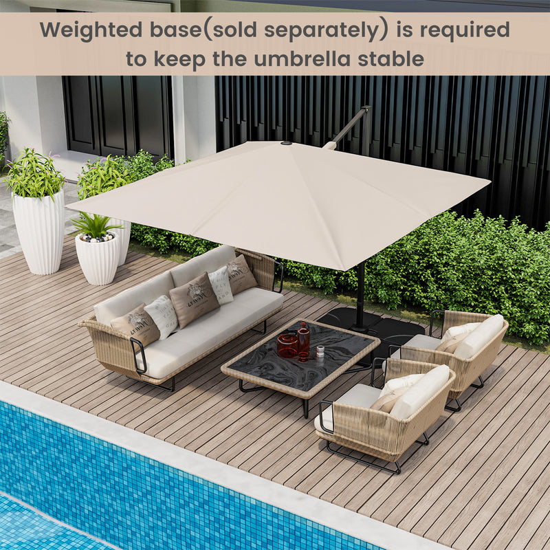 9.5 Feet Square Patio Cantilever Umbrella with 360° Rotation-Beige