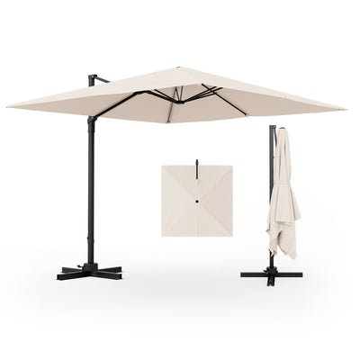 9.5 Feet Square Patio Cantilever Umbrella with 360° Rotation-Beige