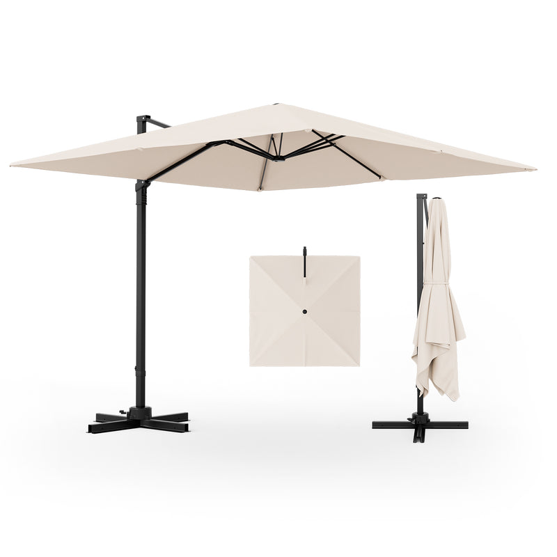 9.5 Feet Square Patio Cantilever Umbrella with 360° Rotation-Beige