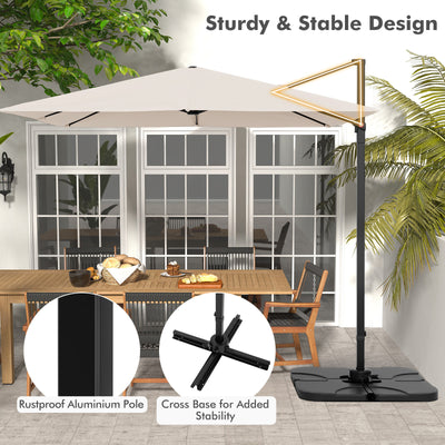 9.5 Feet Square Patio Cantilever Umbrella with 360° Rotation-Beige