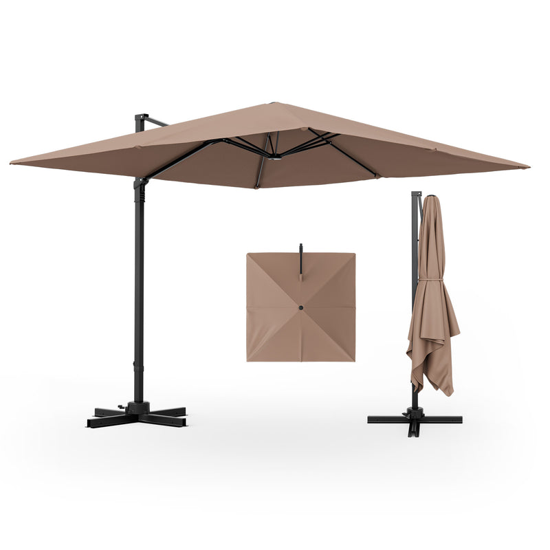 9.5 Feet Square Patio Cantilever Umbrella with 360° Rotation-Coffee