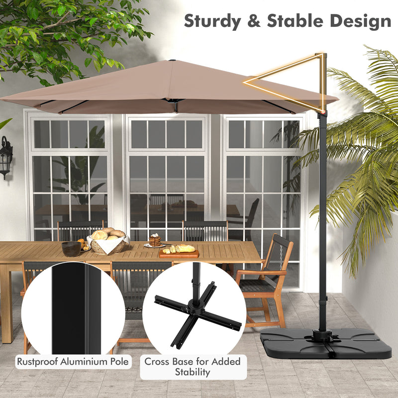 9.5 Feet Square Patio Cantilever Umbrella with 360° Rotation-Coffee