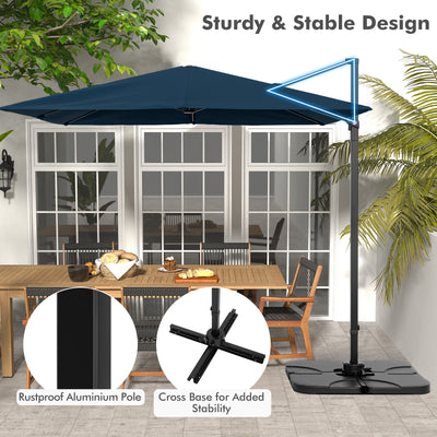 9.5 Feet Square Patio Cantilever Umbrella with 360° Rotation-Navy