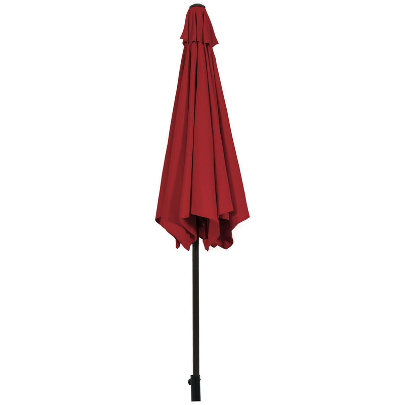 9FT Patio Umbrella Patio Market Steel Tilt W/ Crank Outdoor Yard Garden-Burgundy