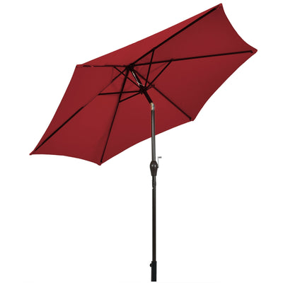 9FT Patio Umbrella Patio Market Steel Tilt W/ Crank Outdoor Yard Garden-Burgundy